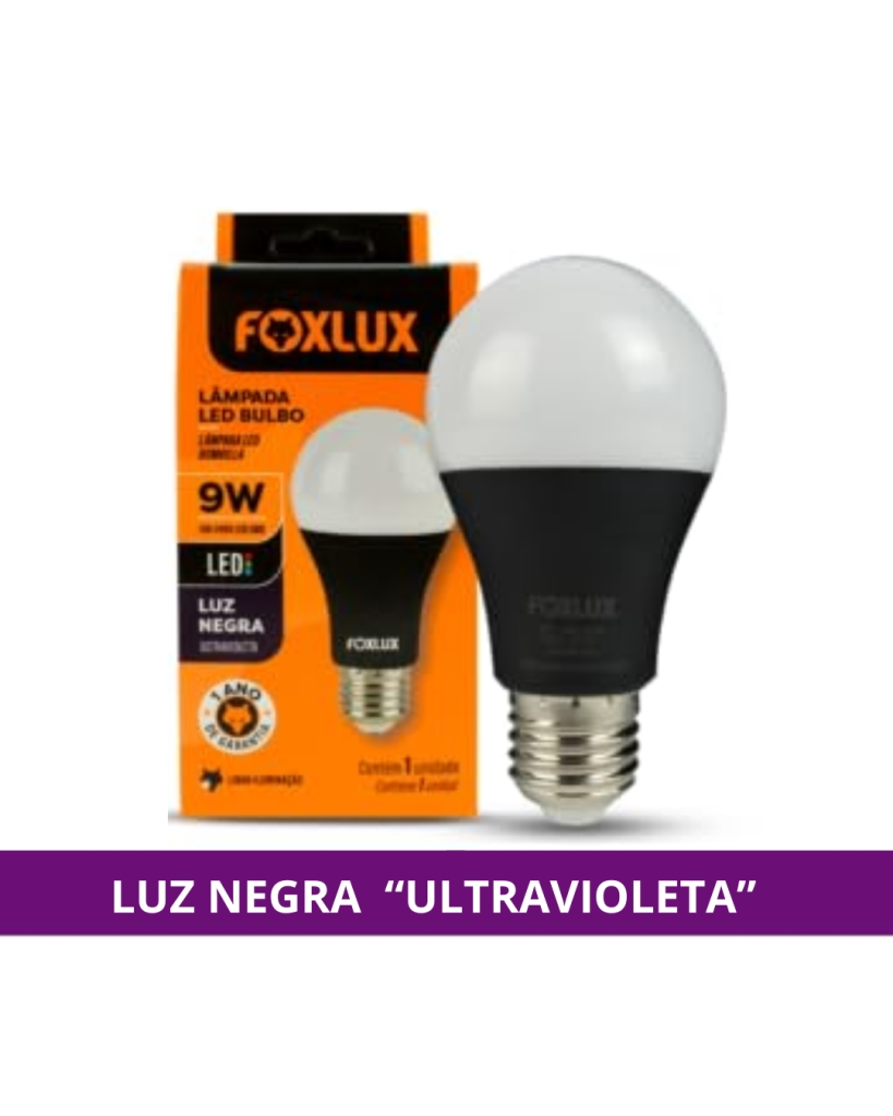 LÂMPADA LED BULBO 9W LUZ NEGRA BIVOLT