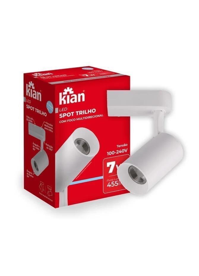 SPOT LED TRILHO BRANCO 7W 6500K KIAN