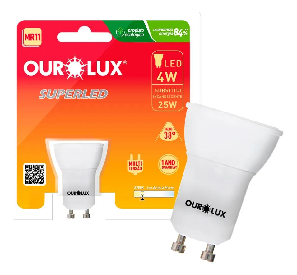 LAMPADA DICROICA GU10 SUPER LED 4W 2700K MR-11 OUROLUX