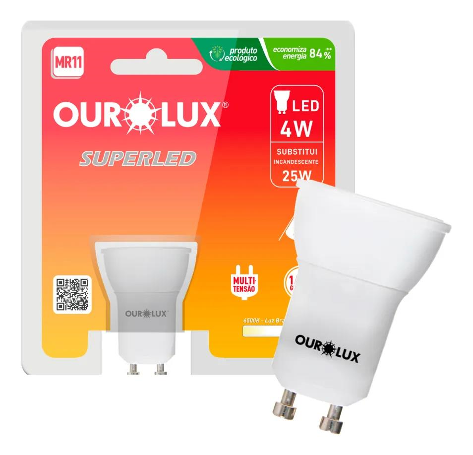 LAMPADA DICROICA GU10 SUPER LED 4W 6500K MR-11 OUROLUX