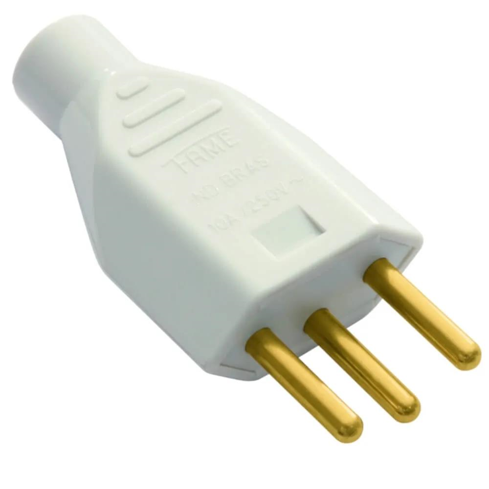 PLUGUE 10A 2P+T JUNCAO MACHO CINZA COD:1729