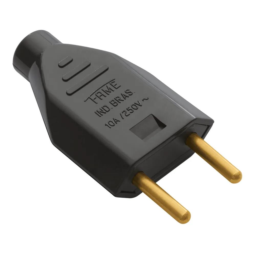 PLUGUE 10A 2P JUNCAO MACHO PRETO COD:2140 FAME