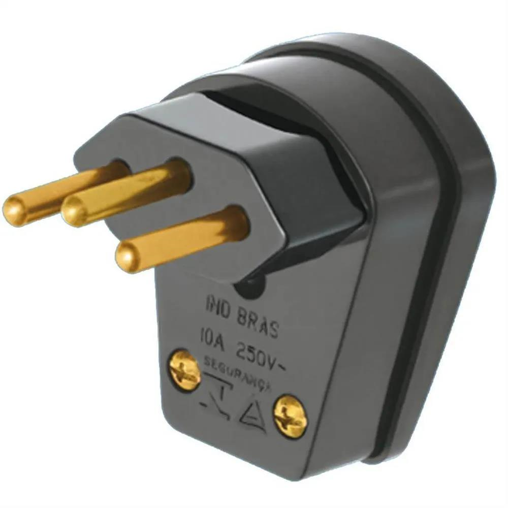 PLUGUE 10A 2P+T 90G PRETO COD:1489 FAME