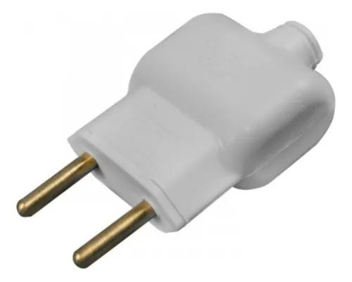 PLUGUE BIPOLAR(2P)MACHO 10A BRANCA PRENSA CABO (14240-BR)ILUMI - PC