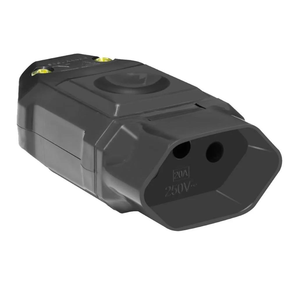 TOMADA 2P+T JUNCAO FEMEA 20A/250V PRETA FAME