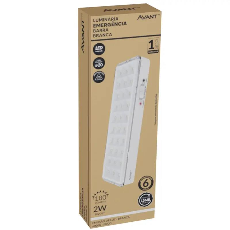 LUMINARIA LED EMERGÊNCIA 2W 6000K 30 LED AVANT - PC