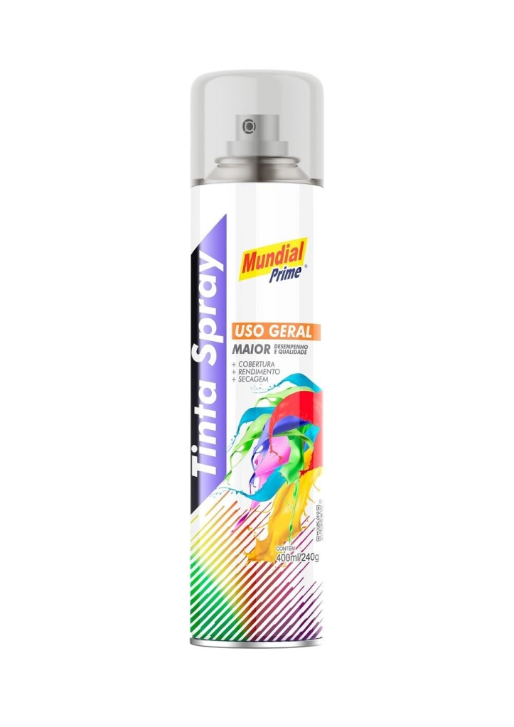 TINTA SPRAY 400ML MUNDIAL PRIME USO GERAL VERNIZ