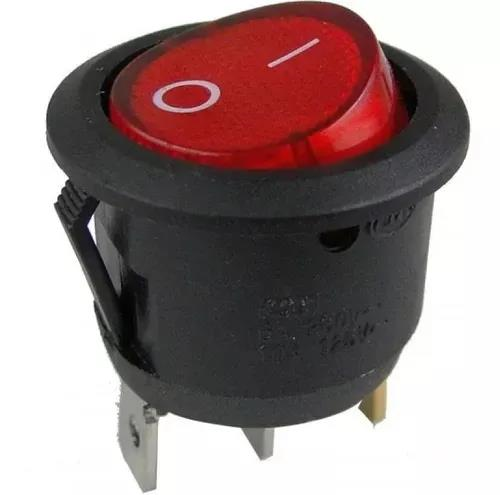 CHAVE GANGORRA UNIPOLAR ON/OFF VERMELHO ( COM ILUMINAÇÃO ) 6A/250V