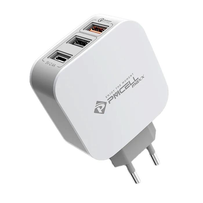 CARREGADOR HC-44  1 SAIDA TIPO C E 2 USB PMCELL