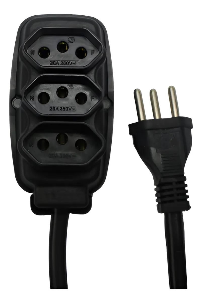 EXTENSÃO ELÉTRICA 1,5M 20A BIVOLT ILUMI PRETA 2P+T