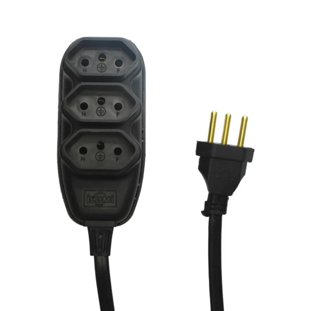 EXTENSÃO ELÉTRICA 20A 5 METROS ILUMI PRETA 2P+T