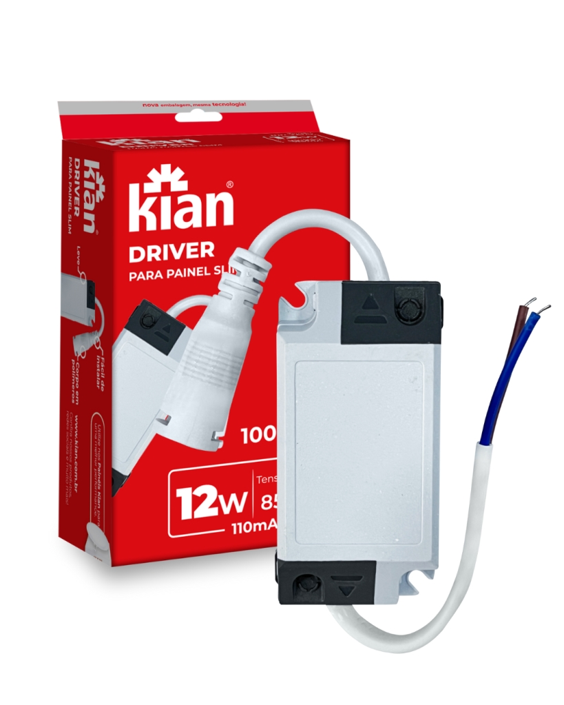 REATOR DRIVER PARA PAINEL DE LED SLIM 12 WATTS - BIVOLT KIAN