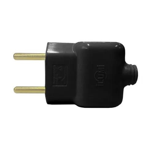 PLUGUE BIPOLAR(2P)MACHO 10A PRETA PRENSA CABO (14030-PR)ILUMI