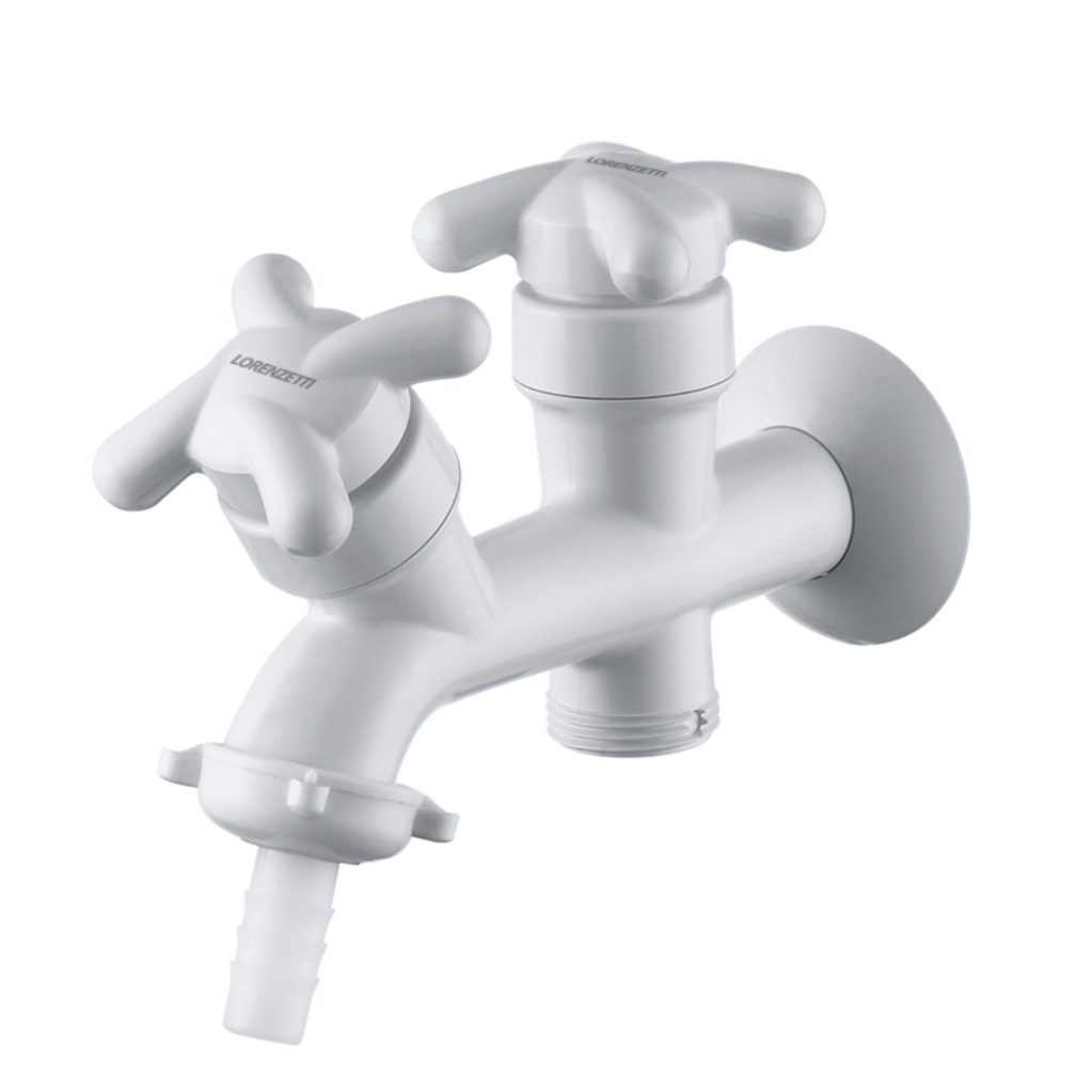 TORNEIRA PARA MÁQUINA DE LAVAR DUPLA BRANCA DE PAREDE LORENZETTI