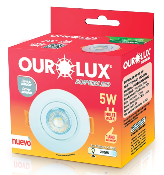 SUPERLED SPOT REDONDO 5W 3000K BV OUROLUX