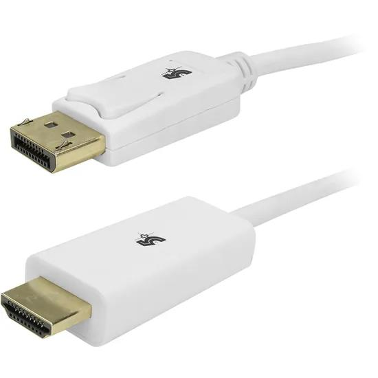 CABO DISPLAYPORT + HDMI - BRANCO - 2M - C/ TRAVA / 075-8821