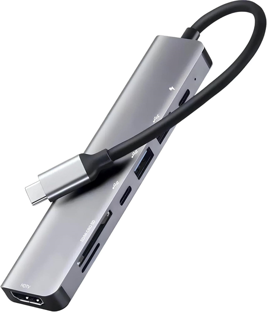 HUB USB-C (7 EM 1), CONECTE HDMI (4K30HZ), PORTA PD 3.0 TYPE C DE ATE 100W