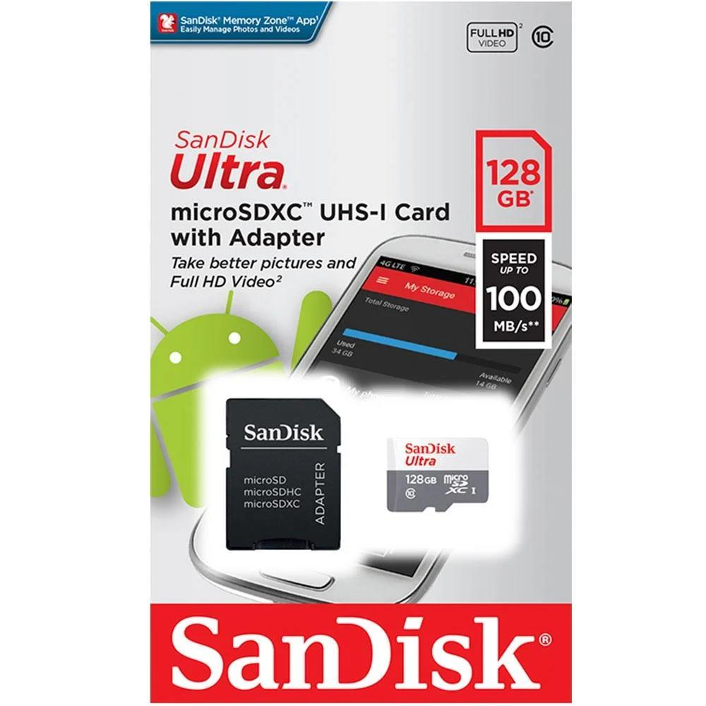 CARTAO MICRO SD 128GB SANDISK CLASS 10 ULTRA
