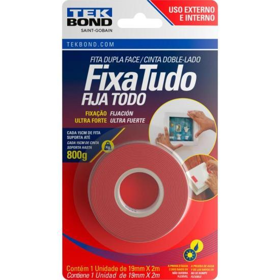 FITA ACRILICA DUPLA FACE EXTERNO E INTERNO 19MMX2M 800G C/15CM BLISTER TEKBOND