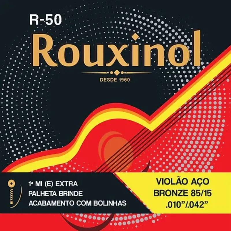 ENCORDOAMENTO ROUXINOL 010/042 + PALHETA BRINDE - AÇO- VIOLÃO C/BOLINHA  R-50