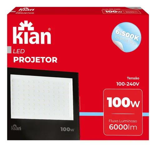 REFLETOR LED 100W 6500K PT BIV KIAN