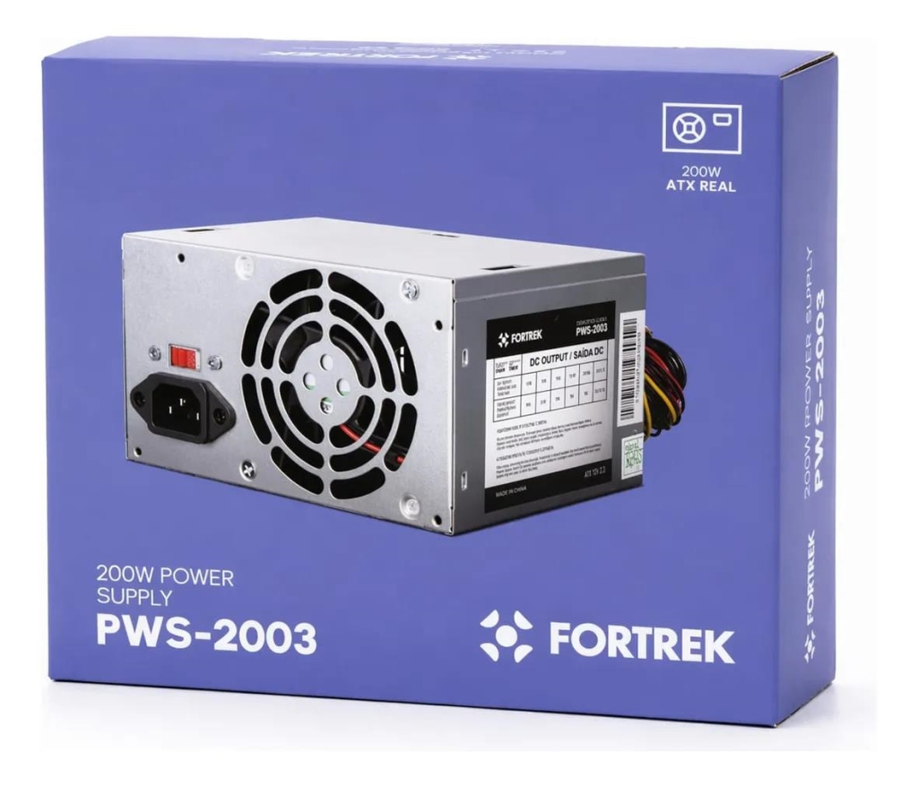 FONTE ATX 200W 20+4 PINOS SEM CABO FORTREK FT0003FK