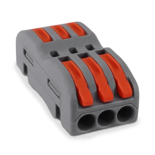 CONECTOR DE EMENDA AUTOMATICO KV313  - 3 VIAS CABOS 0,08 A 4,0MM ATE 32A SIBRATEC