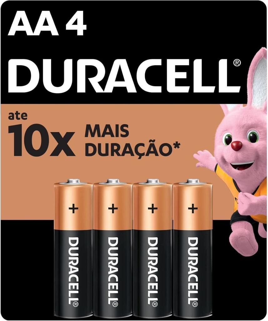 PILHAS AA ALCALINAS DURACELL CARTELA COM 4 UNIDADES
