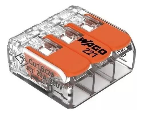 CONECTOR WAGO 03 POLOS 6MM 221-613 UNIDADE