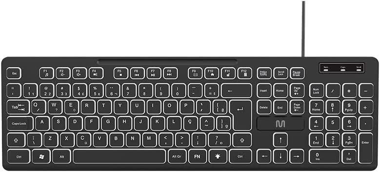 TECLADO USB OFFICE C/TECLAS LED LUZ BRANCA C/FIO MULTILASER - PC