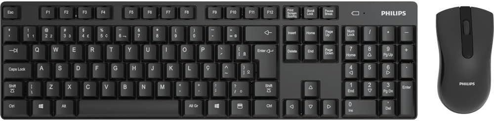 TECLADO E MOUSE PHILIPS WIRELESS SPT6501B PRETO