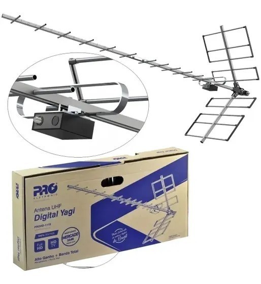 ANTENA DIGITAL YAGI ALTO GANHO PROHD-1118 PROELETRONIC