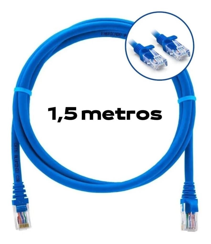 CABO DE REDE 1,5METROS CAT5 AZUL CRIMPADO