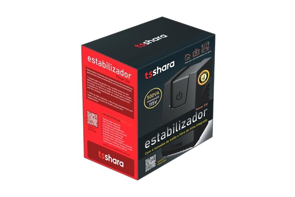 ESTABILIZADOR TSSHARA 500W POWEREST MONO 127V 4T 9114