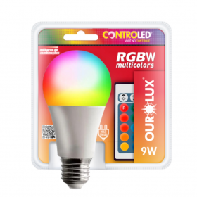 LÂMPADA  RGB 9W OUROLUX  C/ CONTROLE