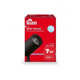 SPOT LED TRILHO PRETO 7W 6500K KIAN