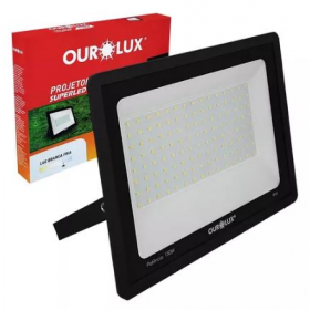 REFLETOR LED SLIM 200W BIV PRETO 6500K OUROLUX