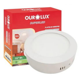 PLAFON LED SOBREPOR 12W REDONDO 6400K OUROLUX