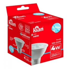 LAMPADA DICROICA LED GU10 MR16 4W 6500K BV KIAN