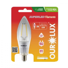 LÂMPADA SUPERLED VELA FILAMENTO 3W BV E14 6000K