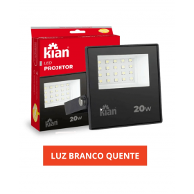 REFLETOR PROJETOR LED 20W 3000K PT BIV KIAN
