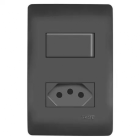 1 INTERRUPTOR SIMPLES 1 TOMADA PRETA 2P+T 20A/250V C/P HABITAT FAME