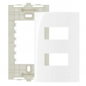 CONJUNTO PLACA +SUPORTE SLEEK 4X2 2POSTOS BRANCO MG