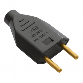 PLUGUE 10A 2P JUNCAO MACHO PRETO COD:2140 FAME