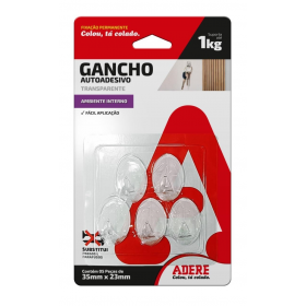 GANCHO AUTOADESIVO ADERE 5UN.35MMX23MM