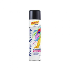 TINTA SPRAY 400ML MUNDIAL PRIME USO GERAL PRETO SEMI BRILHO