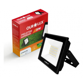 REFLETOR LED SLIM IP65 30W BIVOLT 6500K OUROLUX