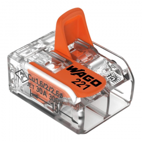 CONECTOR WAGO 02 POLOS 6MM 221-612  CAIXA C/50UND