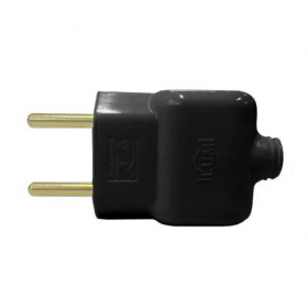 PLUGUE BIPOLAR(2P)MACHO 10A PRETA PRENSA CABO (14030-PR)ILUMI