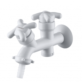 TORNEIRA PARA MÁQUINA DE LAVAR DUPLA BRANCA DE PAREDE LORENZETTI